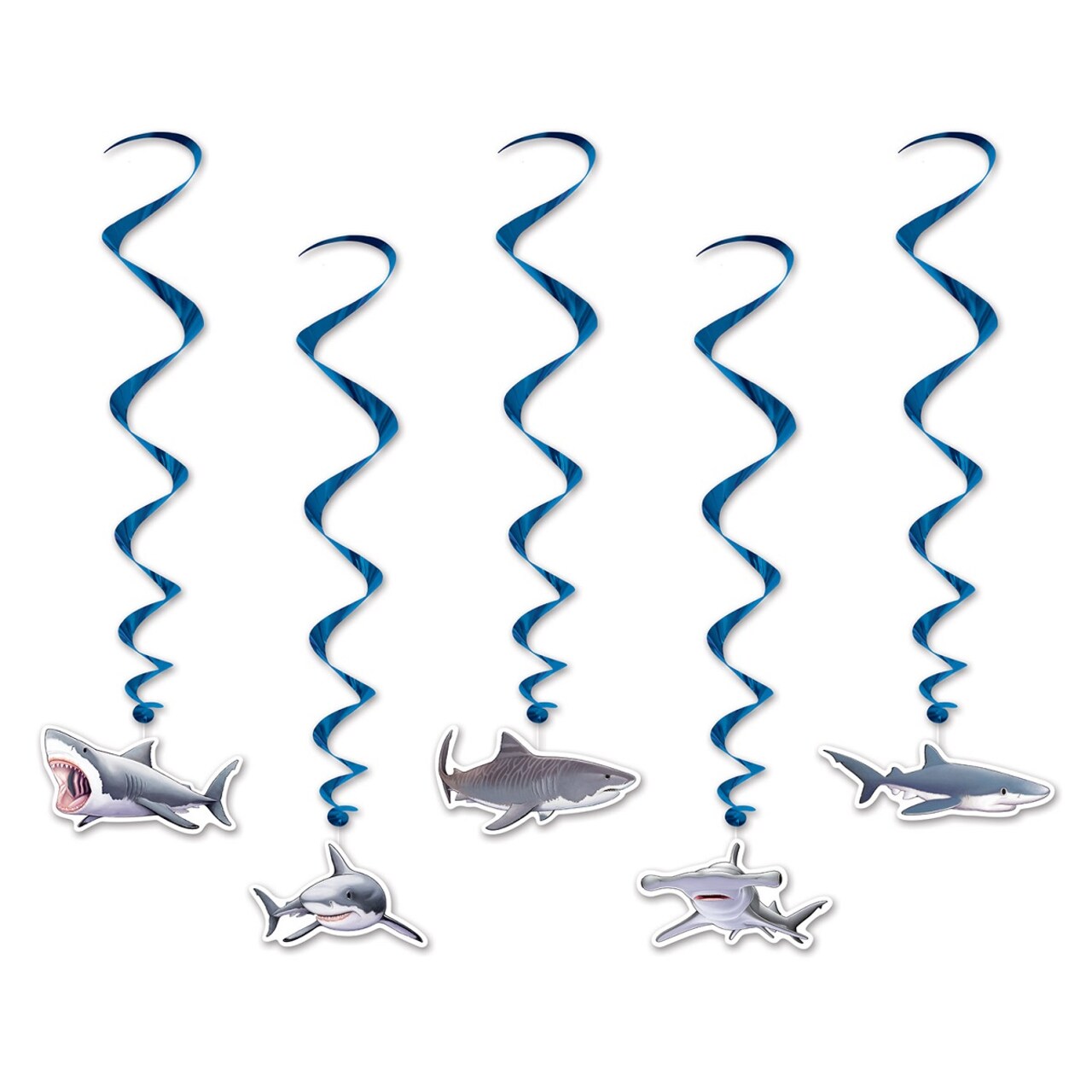 Party Central Club Pack of 30 Blue and Gray Under the Sea Shark Whirl Decors 36"